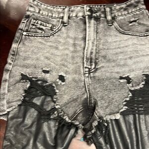 Fashion Nova Distressed Jean Shorts with leggings attached